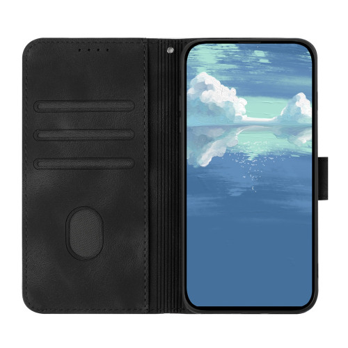 Samsung Galaxy S25 Ultra 5G Line Pattern Skin Feel Leather Phone Case - Black